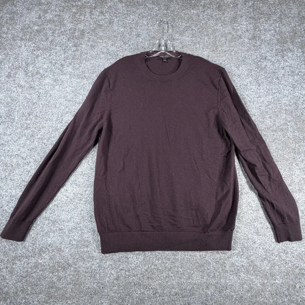 Banana Republic Sweater Mens XL Maroon Wool Crew Neck Ribbed Hem‎ Long Sleeve